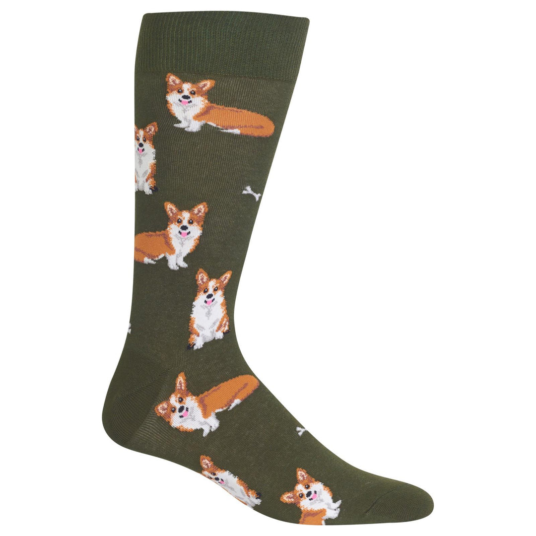 Men's Corgi Olive Socks