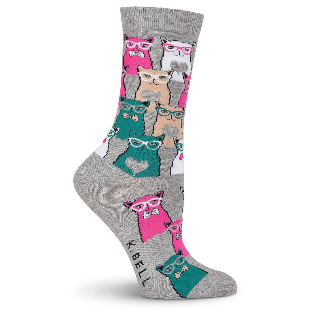 Women's The Smarty Cats Gray Crew Socks