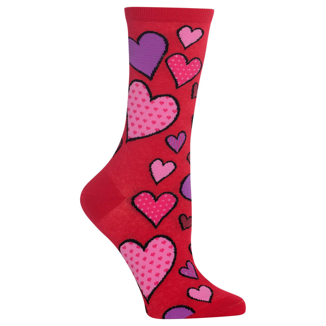 Women's Hearts Socks Red