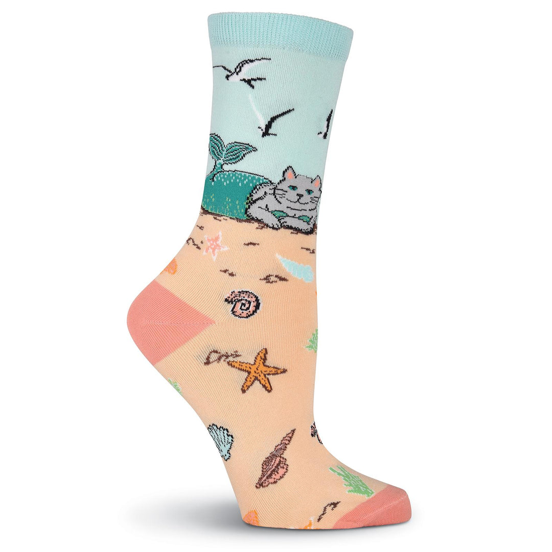 Women's Mermaid Cat Crew Socks