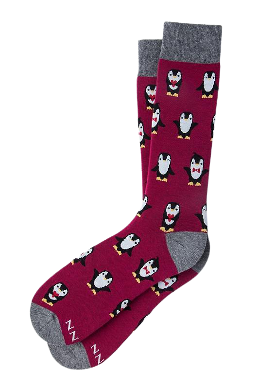 Men's Penguins are Chill Burgundy Sock