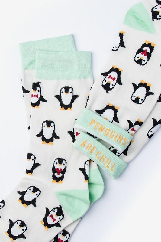 Women's Penguins are Chill Ivory Sock