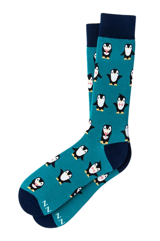 Men's Penguins are Chill Teal Sock